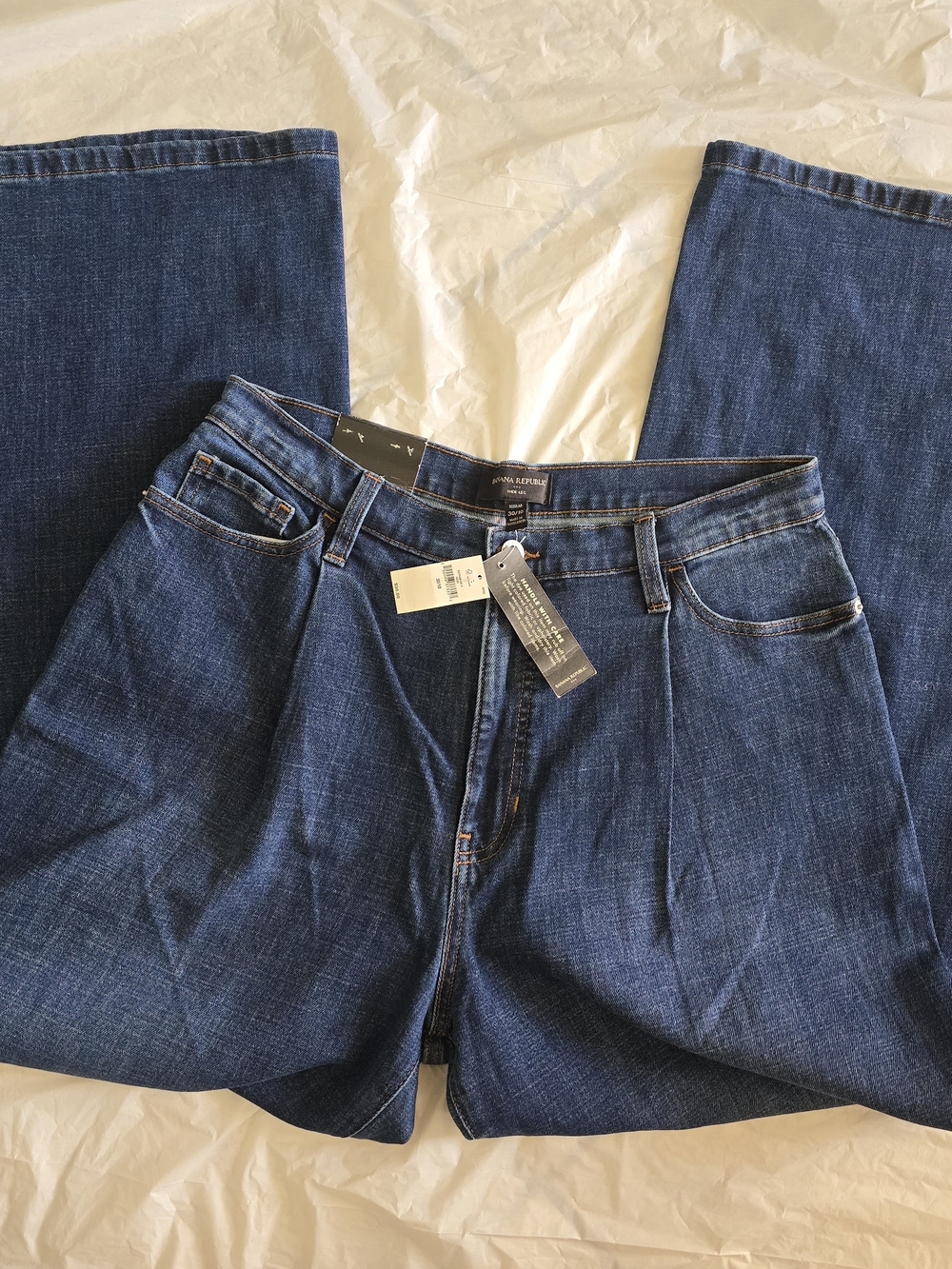 Banana Republic Dark Blue Wide Leg Jeans - Picture 1 of 6